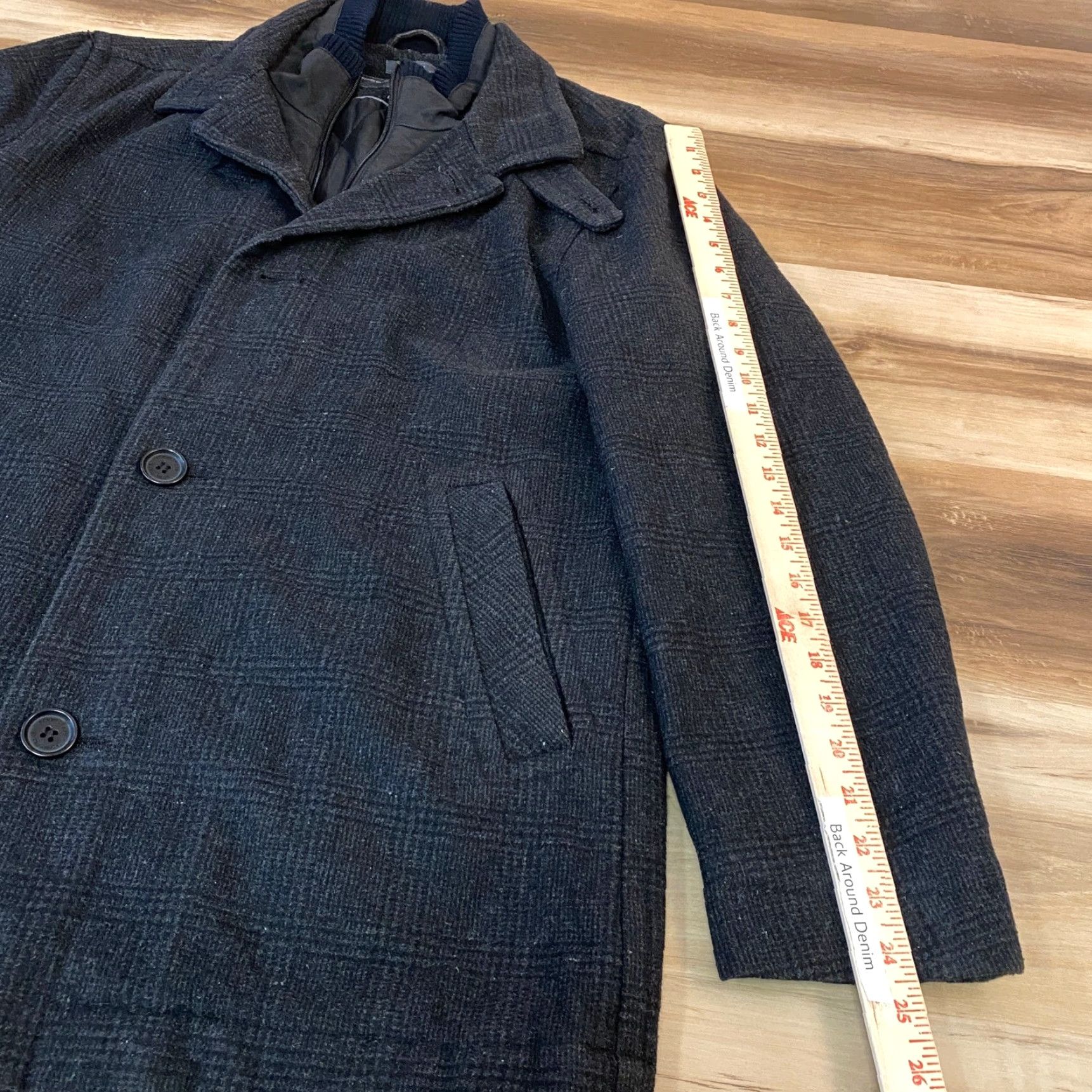 Perry Ellis Perry Ellis Portfolio Coat Mens Small Wool Blend Glen Plaid Car Coat Charcoal Size US S / EU 44-46 / 1 - 4 Thumbnail