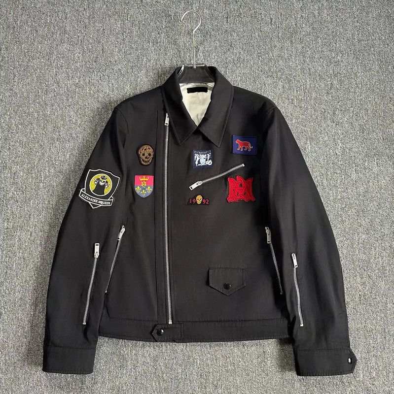 Alexander McQueen Black Cotton Embroidered Long Jacket 0089