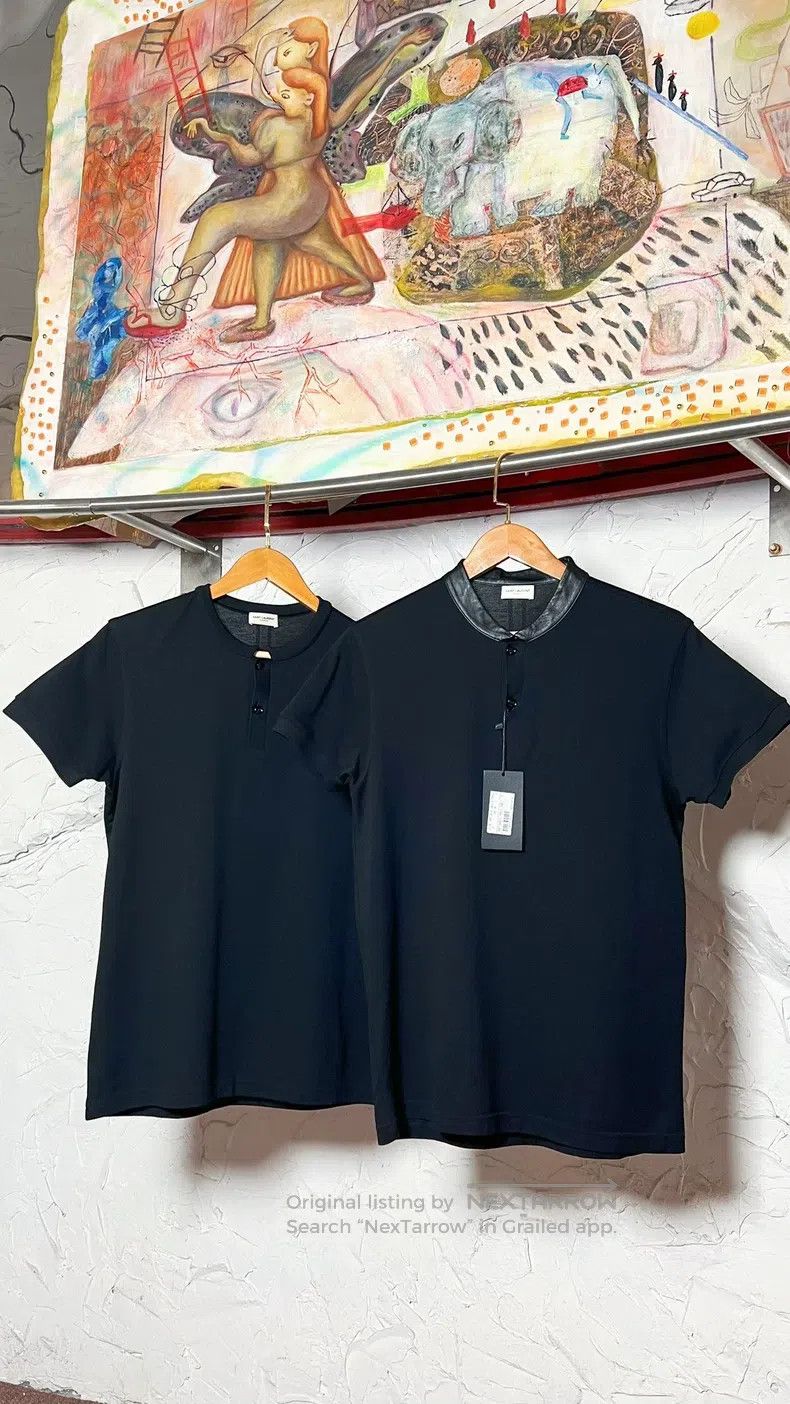 Saint Laurent Paris Saint Laurent Paris Black Short Sleeve T-Shirt Polo with S Size US M / EU 48-50 / 2 - 1 Thumbnail