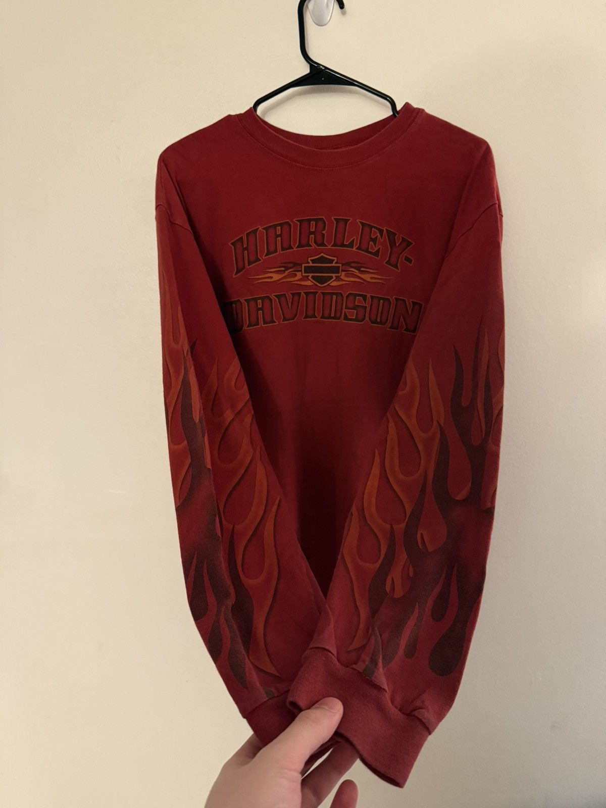 Harley Davidson × Vintage Vintage Faded Red Flame Harley Davidson
