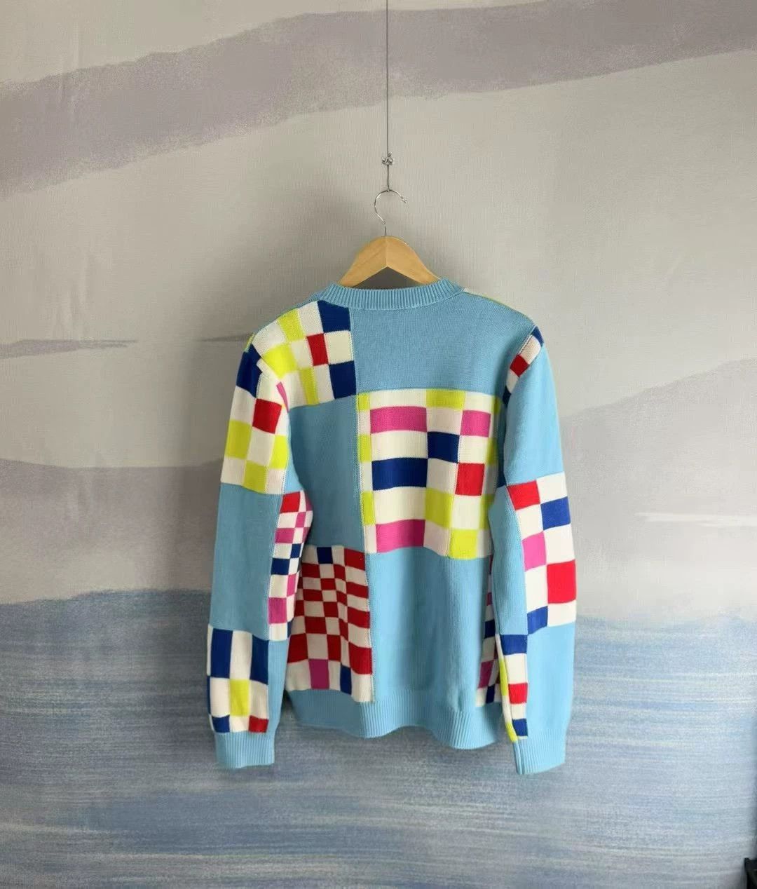 Louis Vuitton Louis Vuitton LV Blue Checkered Knit Sweater M SS21 Size US M / EU 48-50 / 2 - 3 Thumbnail