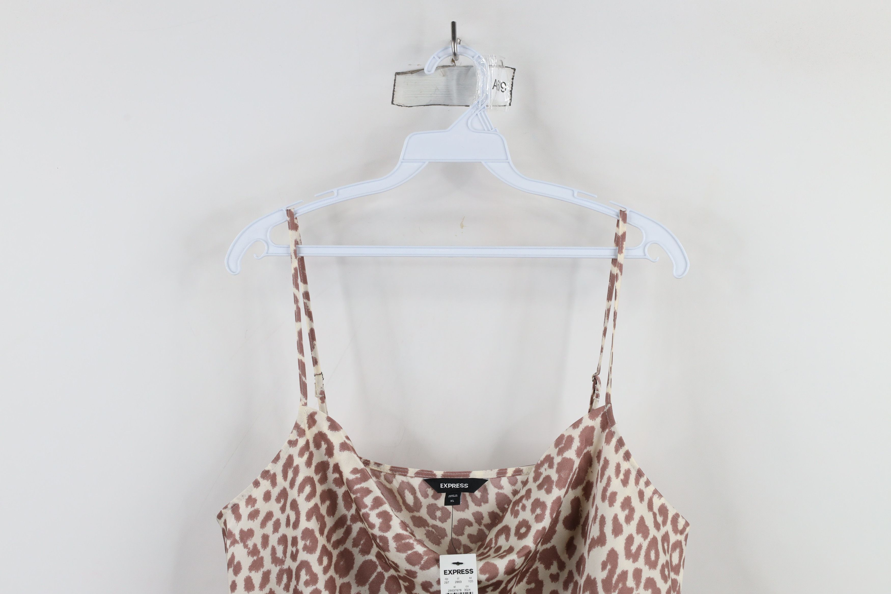 Express × Vintage New Express Satin Polyester Leopard Cami Tank Top T-Shirt Size XL / US 12-14 / IT 48-50 - 2 Thumbnail