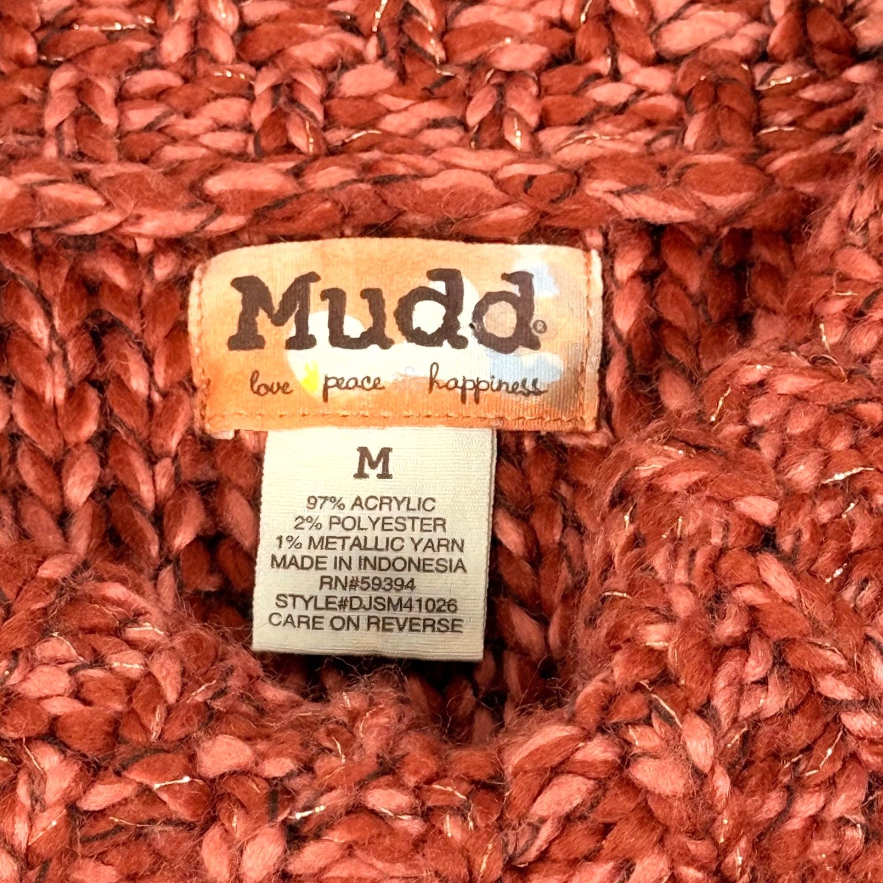 Vintage Mudd Cowl Neck Vest Sweater Women Orange Chunky Knit Metallic Sparkle SS Fall Fashion Size M / US 6-8 / IT 42-44 - 2 Thumbnail