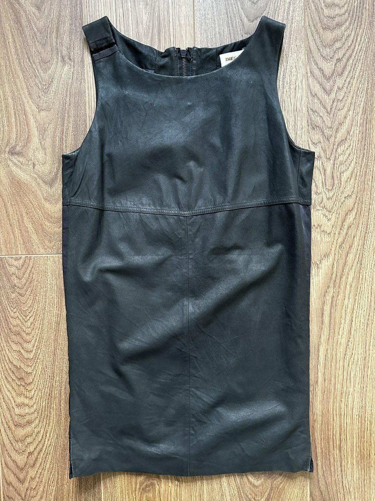 image of Avant Garde x Diesel Vintage Diesel Leather Black Sleeveless Zip Dress, Women's (Size Small)