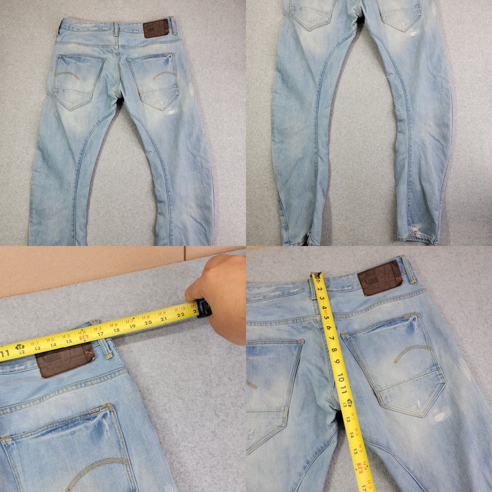 G-Star G STAR ARC 3D SLIM MENS LIGHT BLUE JEANS SIZE W32 L32 distressed button fly Size US 32 / EU 48 - 8 Thumbnail