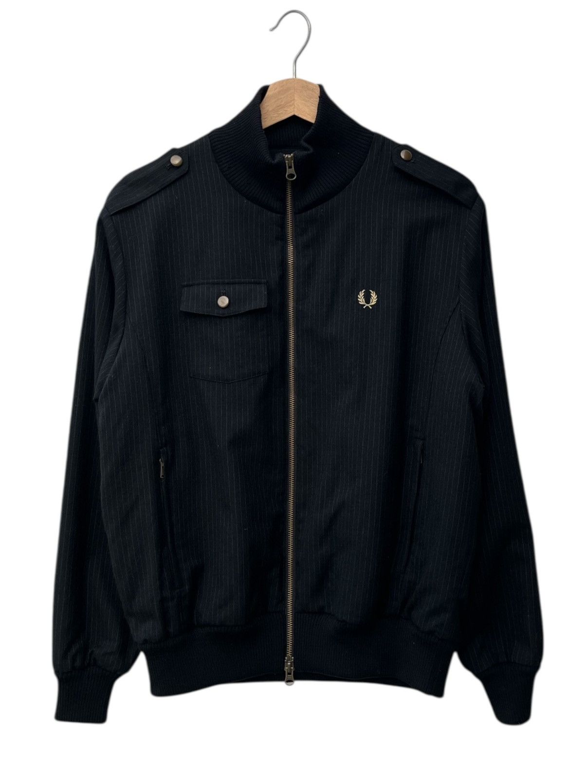 Fred Perry Fred Perry Pinstripe Shoulder Epaulets Full Zip Jacket Size US S / EU 44-46 / 1 - 1 Thumbnail