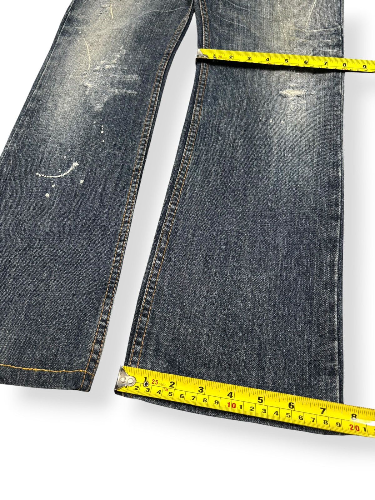 14th Addiction Vintage Steer Blue Whiskers Paint Splatter Distressed Jeans Size US 32 / EU 48 - 14 Thumbnail