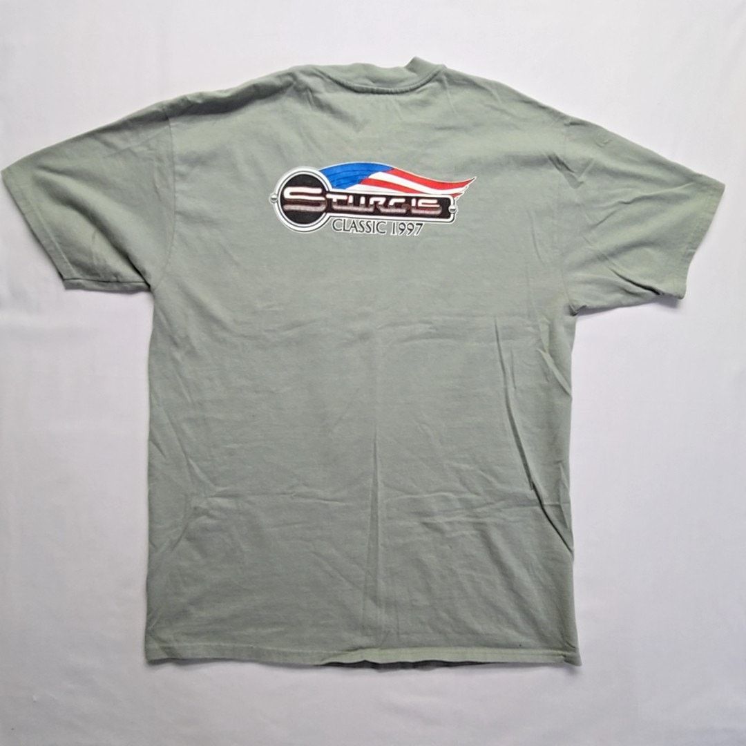 Vintage Vintage Sturgis Rally Shirt Motorcycle Rally Teal XL Tee 90s Size US XL / EU 56 / 4 - 4 Thumbnail