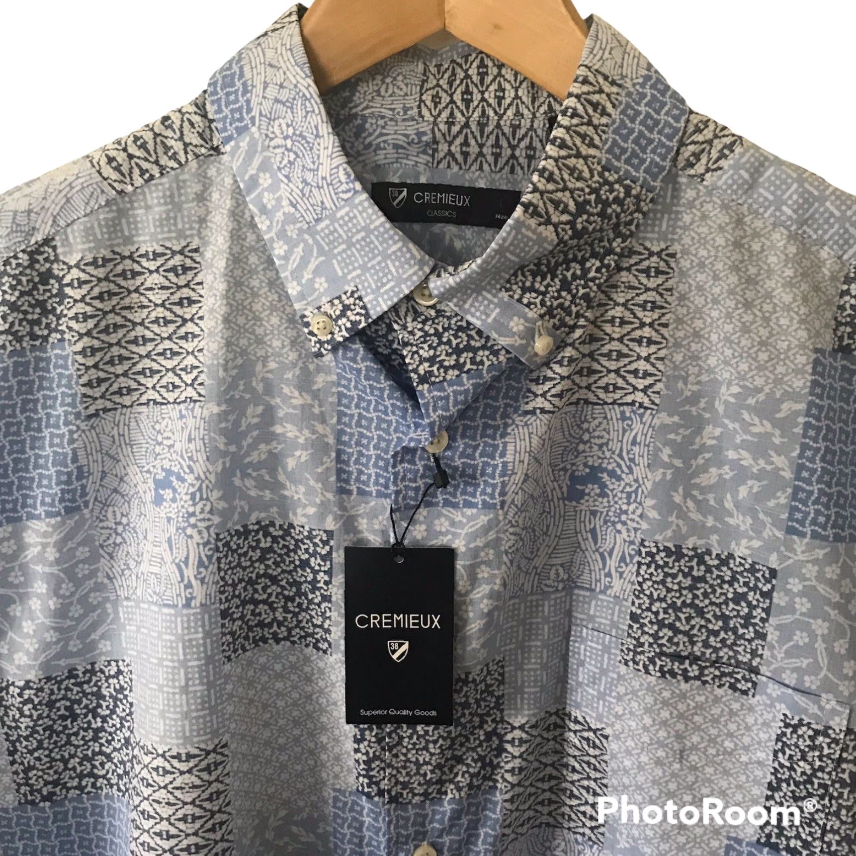 Cremieux CREMIEUX Shirt Classics Mens Sz Large Patchwork Print Button Front Blue Size US L / EU 52-54 / 3 - 3 Thumbnail