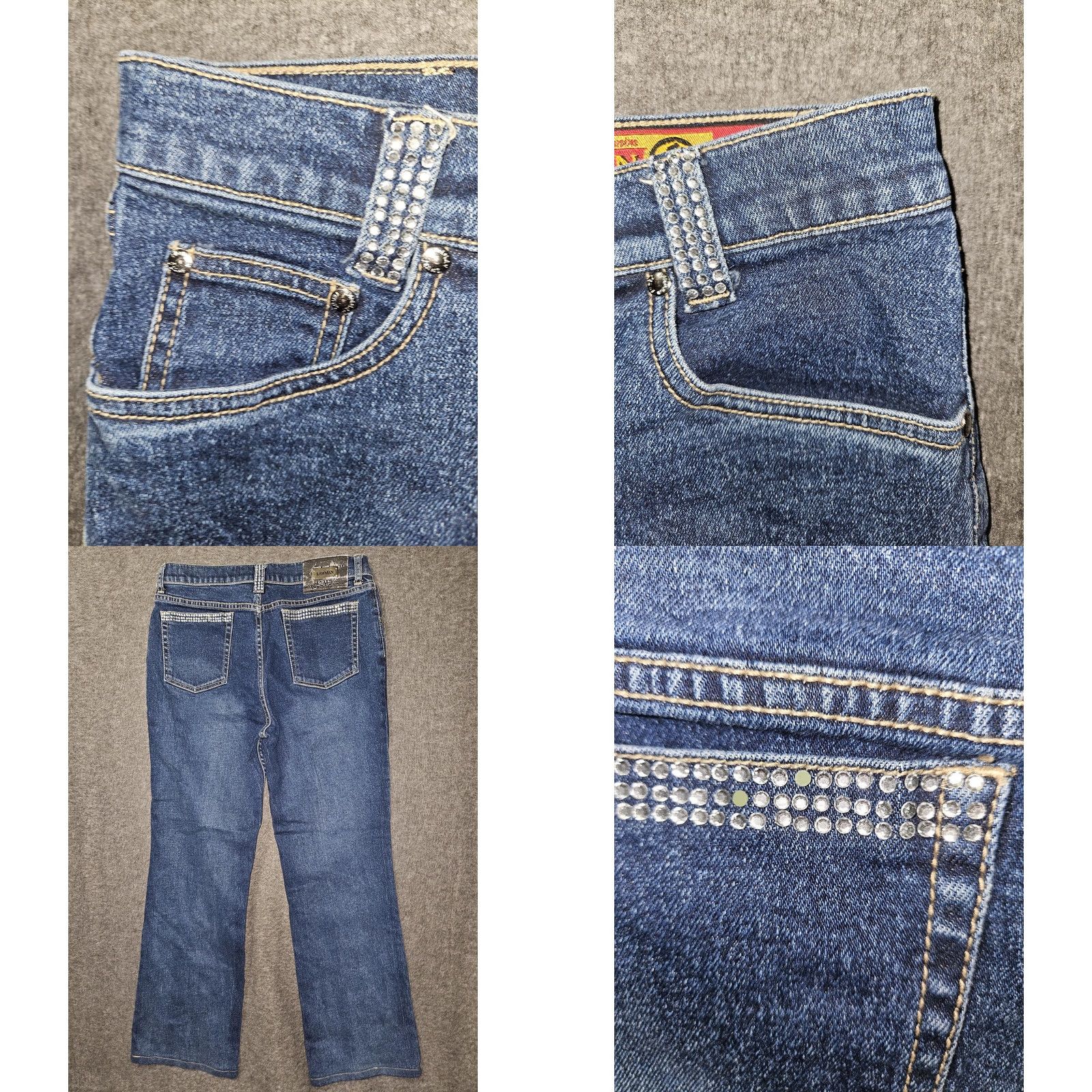 Denime Lawman Jeans Womens 8 Blue Slim Fit Bootcut Rhinestone Pockets Denim Size 30" / US 8 / IT 44 - 8 Thumbnail