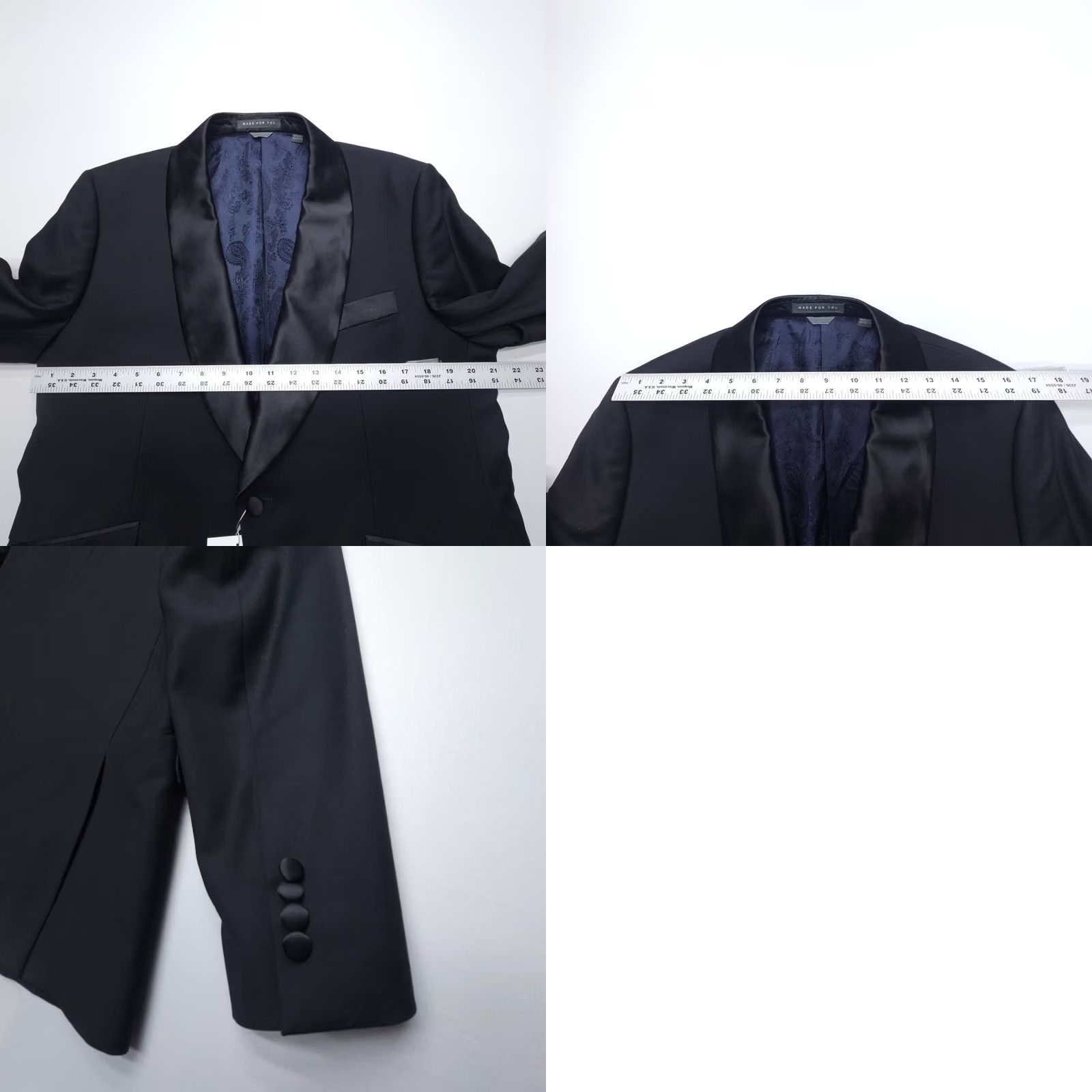 Vintage Indochino Tuxedo Jacket Mens Regular Wool Black Paisley Lined NWT 42 C Size 42R - 9 Thumbnail