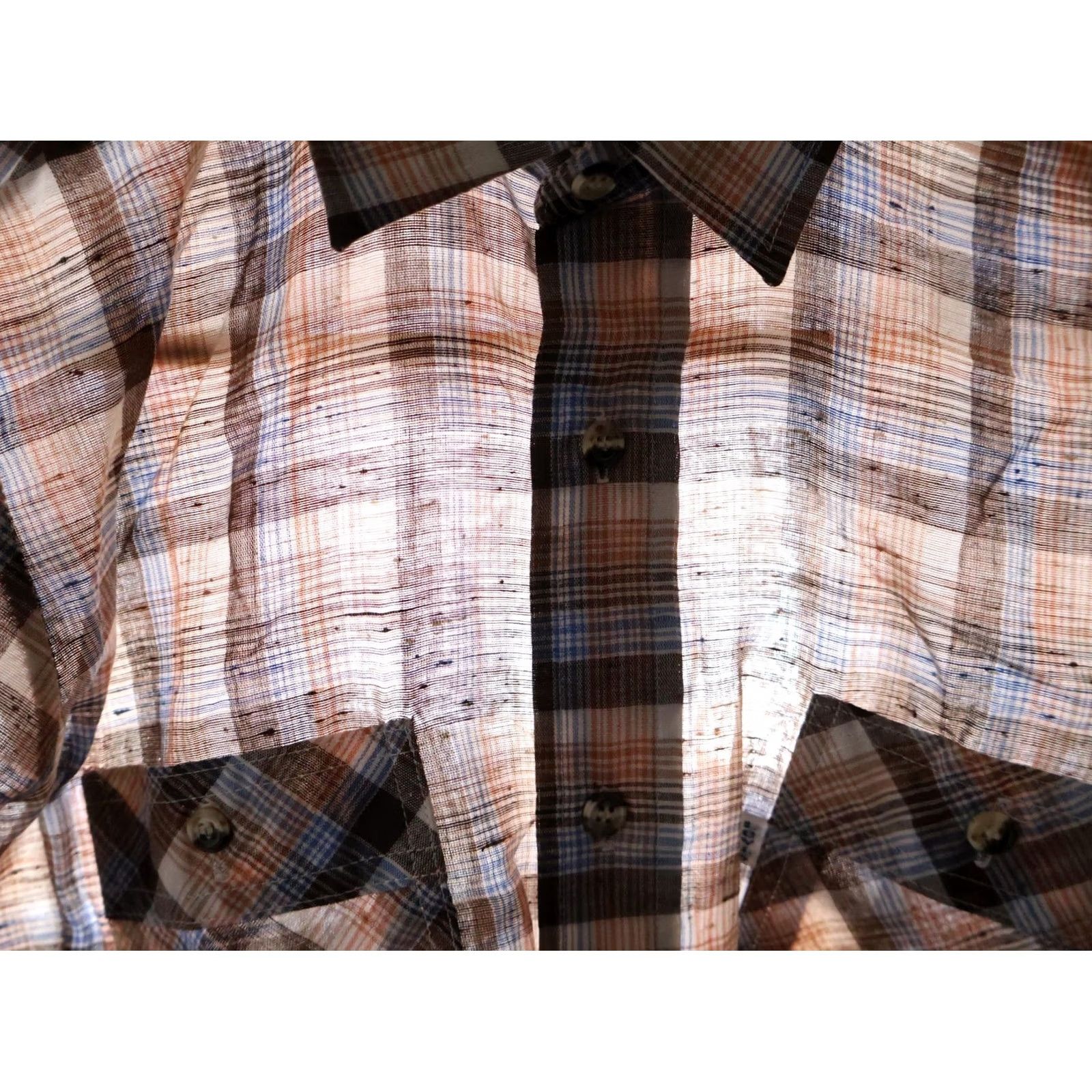 Levi's VINTAGE Levi's Shirt Men's Small Brown Orange Plaid White Tab Grunge Thin Fabric 70s Size US S / EU 44-46 / 1 - 4 Thumbnail