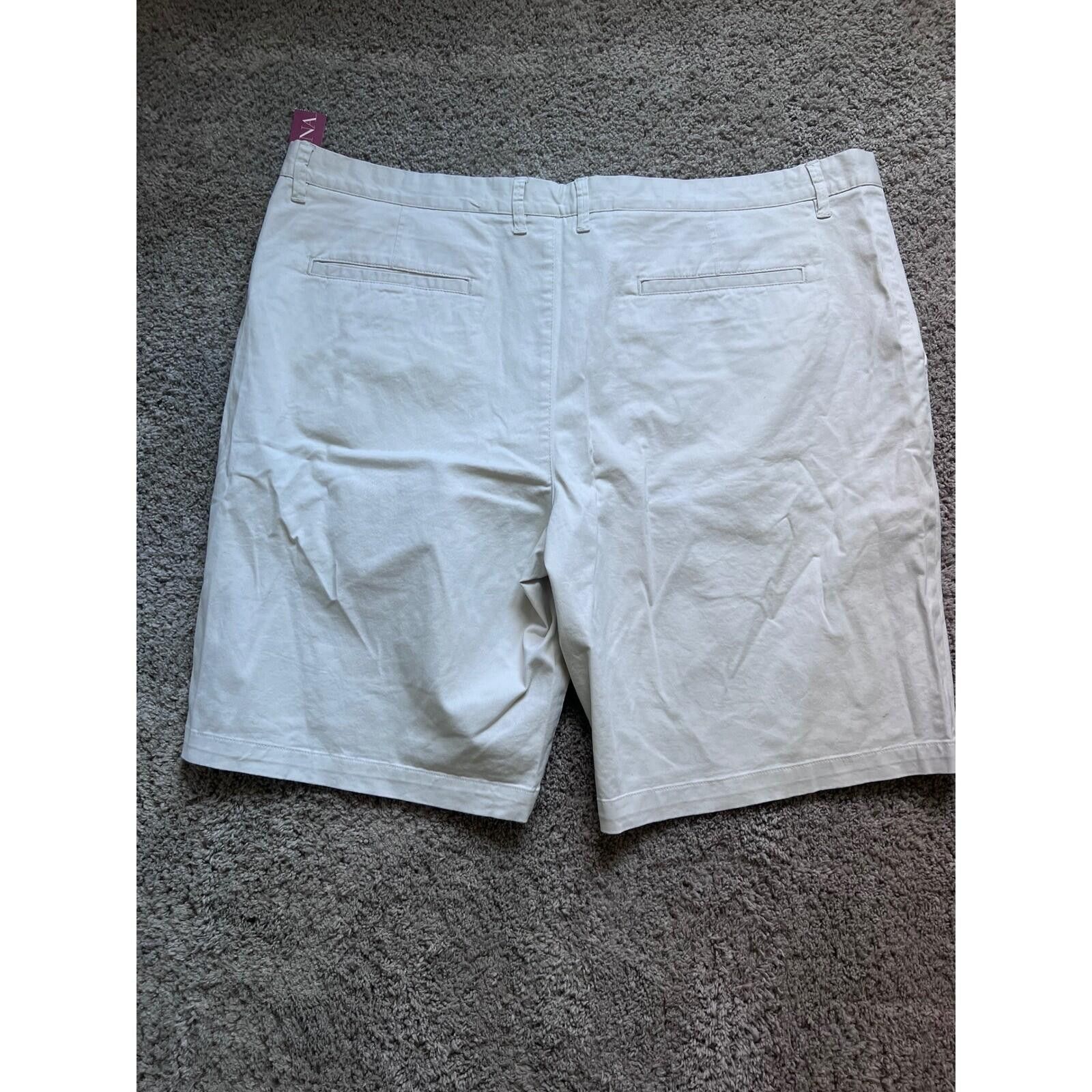 Merona Merona Mens Flat Front Chino Shorts Stone White 42 NWT Size US 42 / EU 58 - 5 Thumbnail