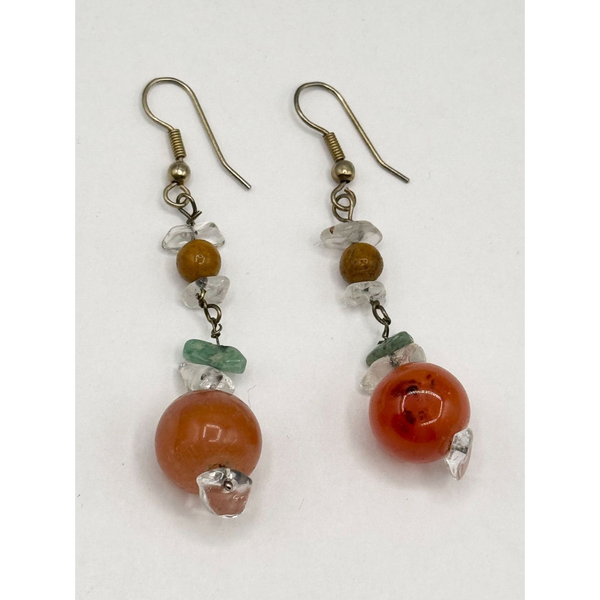 Orange quartz stone dangle drop earrings