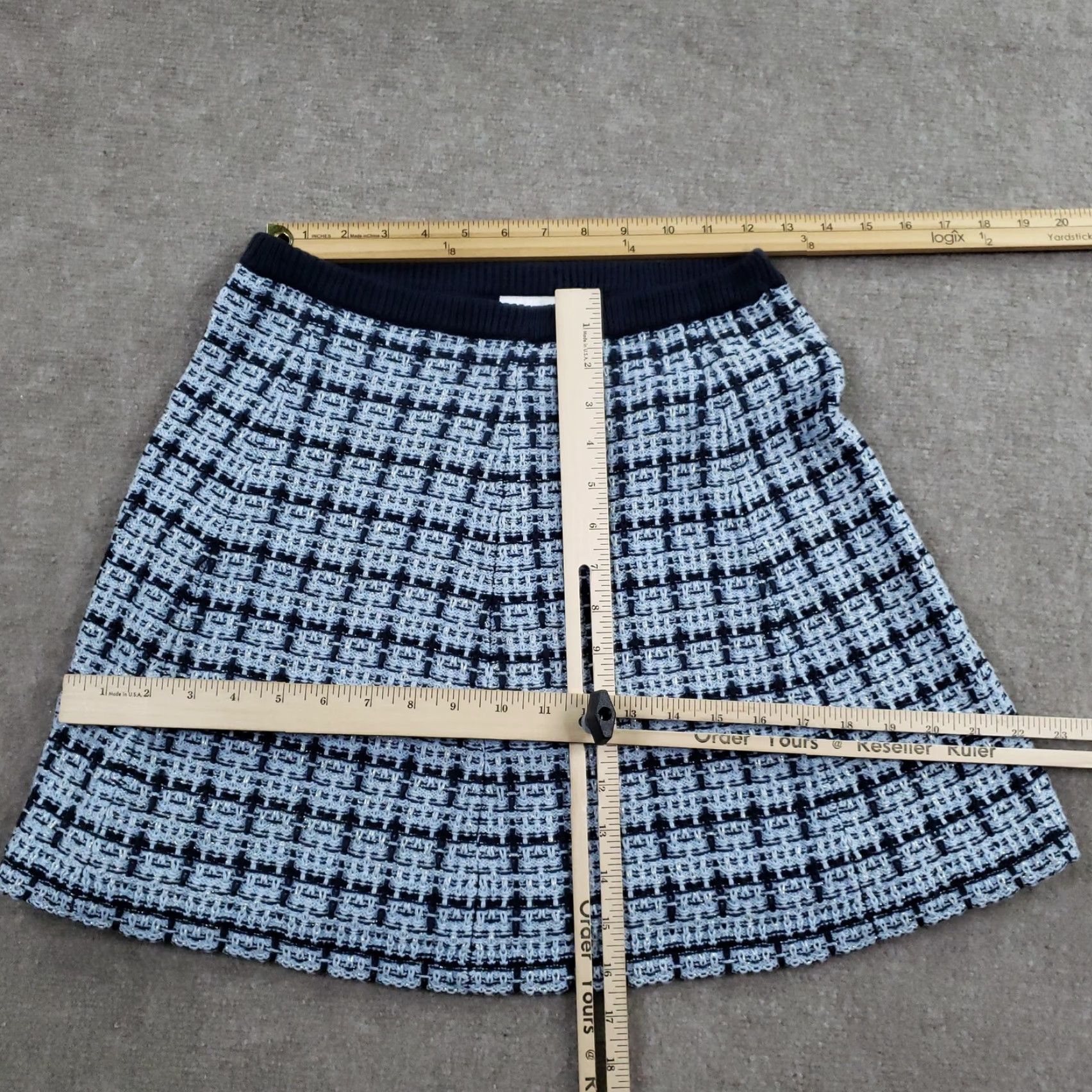 Vintage Venita Aspen Sail to Sable Skirt Womens XS Light Chambray Knit Mini Tweed Size 26" / US 2 / IT 38 - 2 Thumbnail