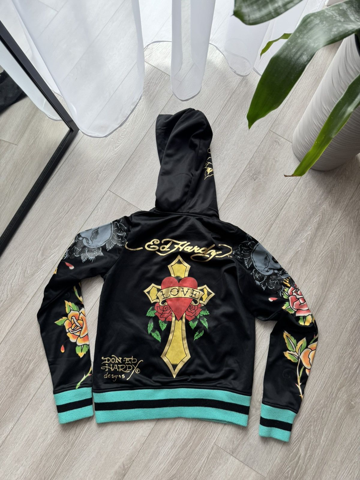 Christian Audigier × Ed Hardy Y2K Vintage Ed Hardy Zip Up Hoodie Logo Streetwear Rare VTg Size S / US 4 / IT 40 - 7 Thumbnail