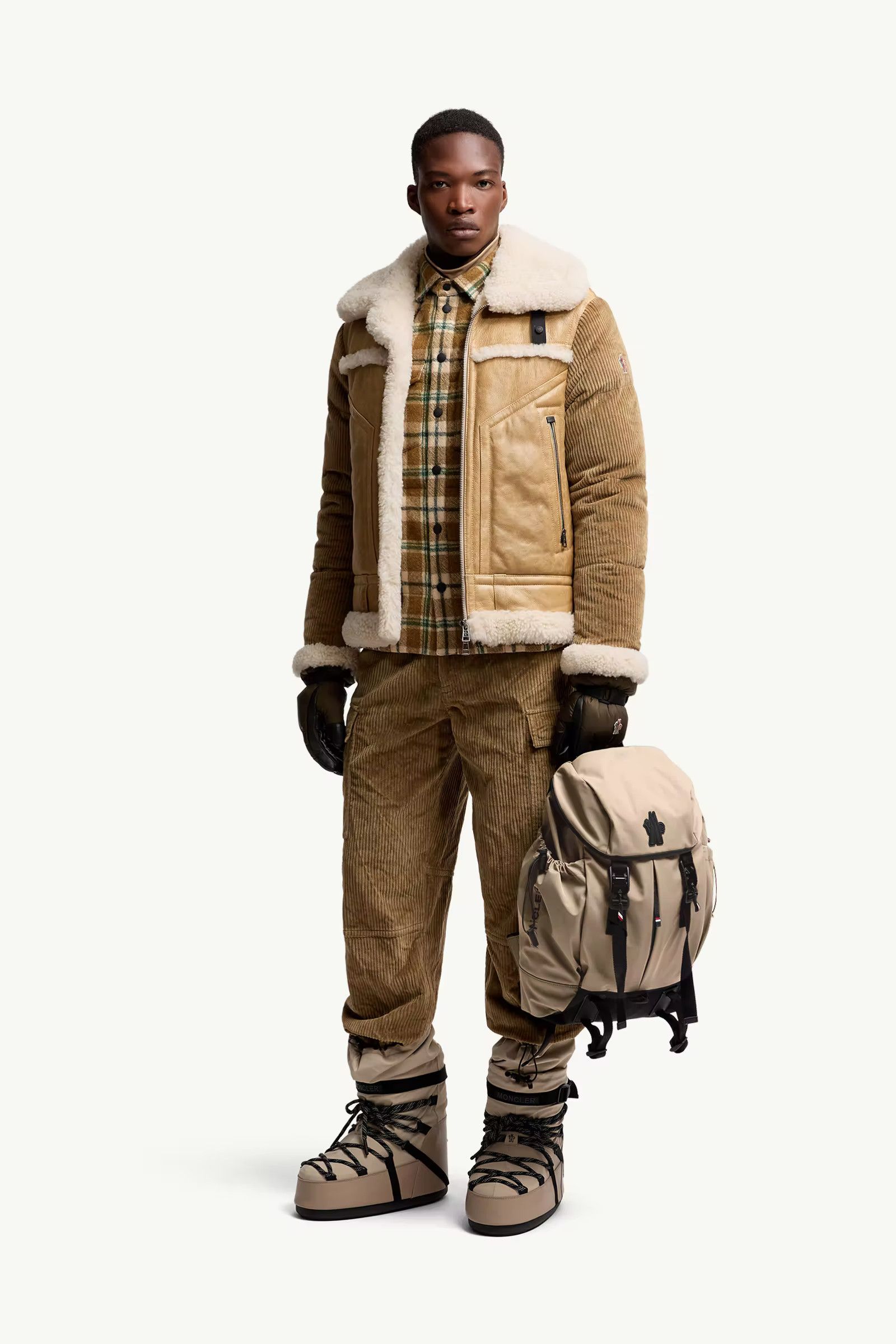 Moncler Grenoble *NEW* $8K SHEARLING LEATHER/DOWN ARGENS PUFFER JACKET Size US M / EU 48-50 / 2 - 4 Thumbnail