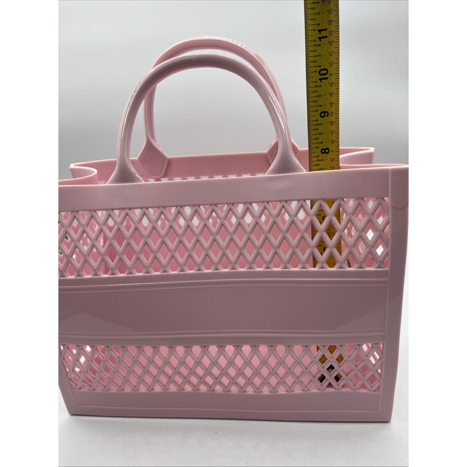 Other Womens Double Handles Pink Plastic Tote Bag w/ Strap Hooks Size ONE SIZE - 10 Thumbnail