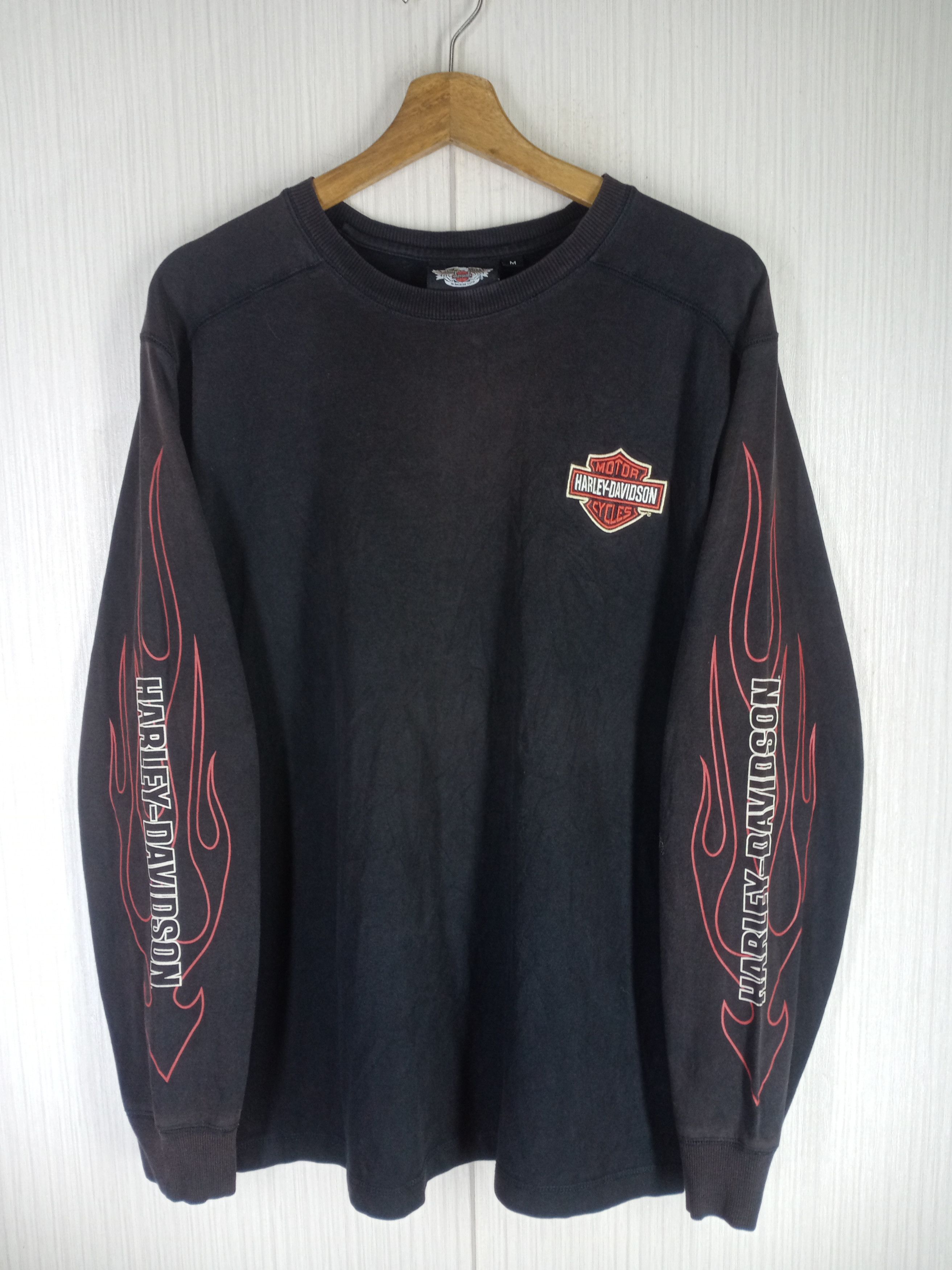 Harley Davidson Rare Vintage Flame Harley Davidson Long Sleeve Tshirt Size US M / EU 48-50 / 2 - 4 Thumbnail