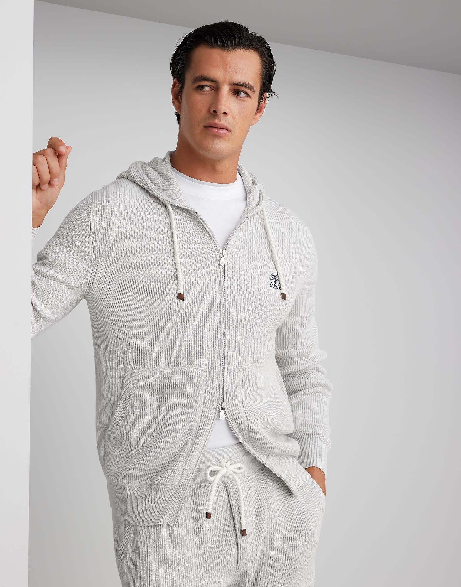 o1la1rc1a0625 Cotton English Rib Knit Hooded Sweatshirt