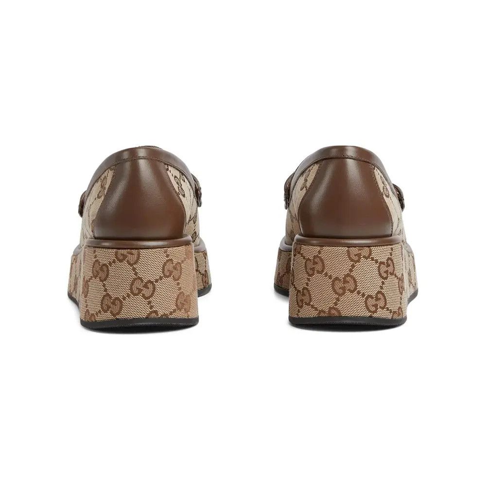 Gucci oc11z0526 Horsebit Wedge Loafers in Beige/Ebony Size US 4 / IT 34 - 3 Thumbnail