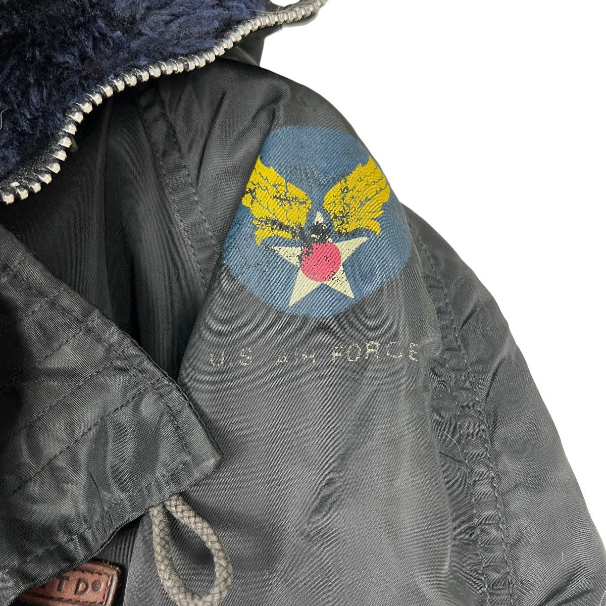 Avirex 🔥 VINTAGE AVIREX US AIR FORCE FUR HOODIE BOMBER JACKET Size US L / EU 52-54 / 3 - 13 Thumbnail