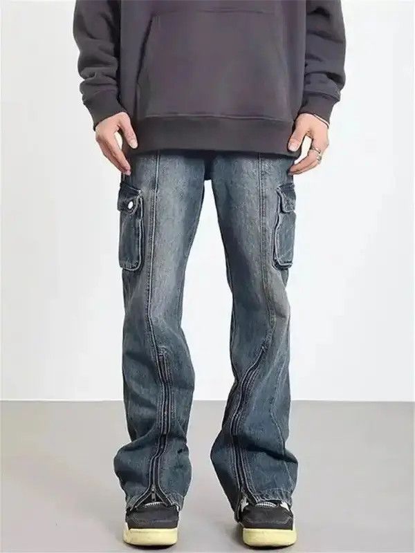 Japanese Brand × Jean Button Zipper Pocket Slit Straight Jeans Size US 33 - 3 Thumbnail