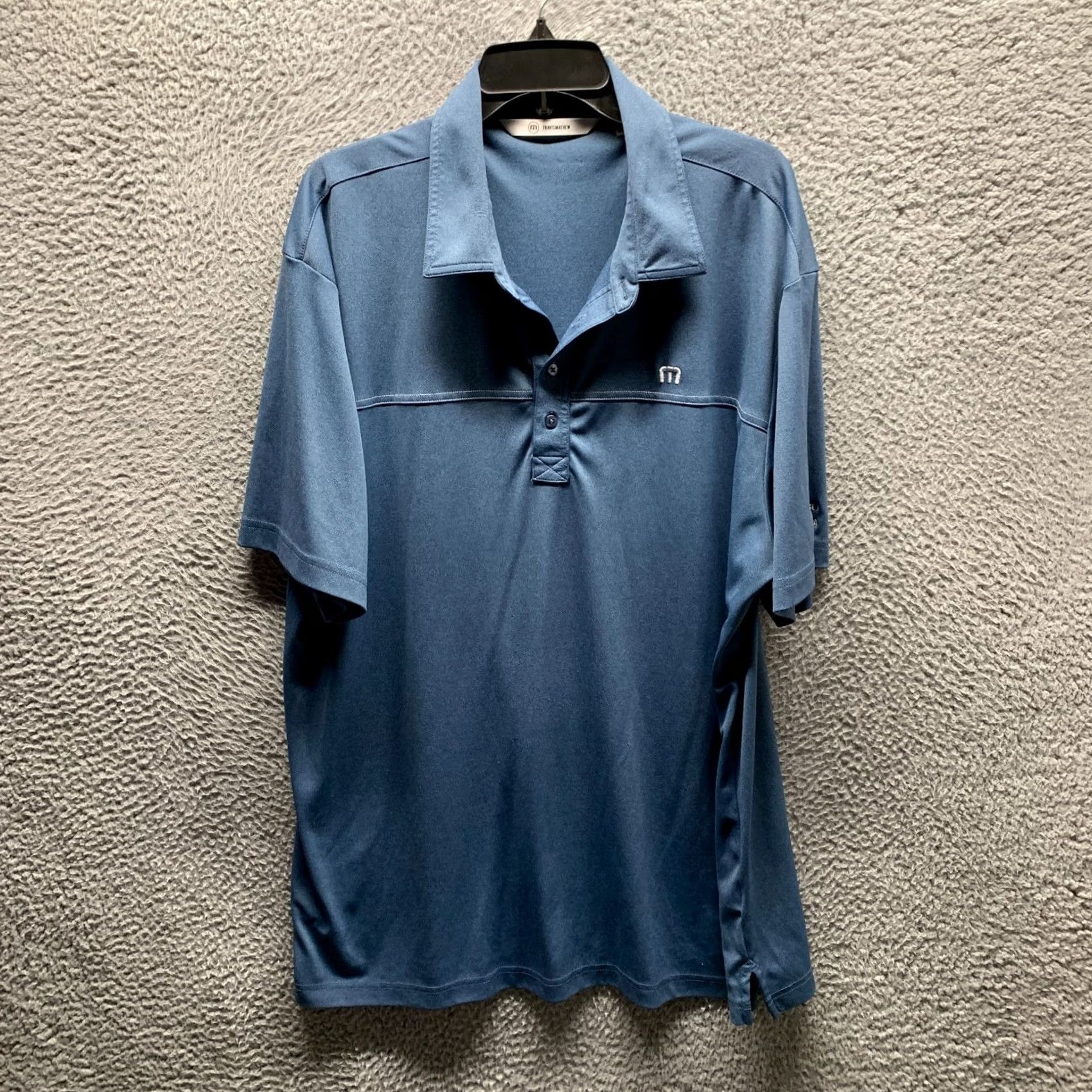 TravisMathew Travis Mathew Polo Shirt Adult 2XL Blue Golf Breathable Mens Regular Short Sleeve Collared Solid Pattern Polo Shirt Size US XXL / EU 58 / 5 - 2 Thumbnail