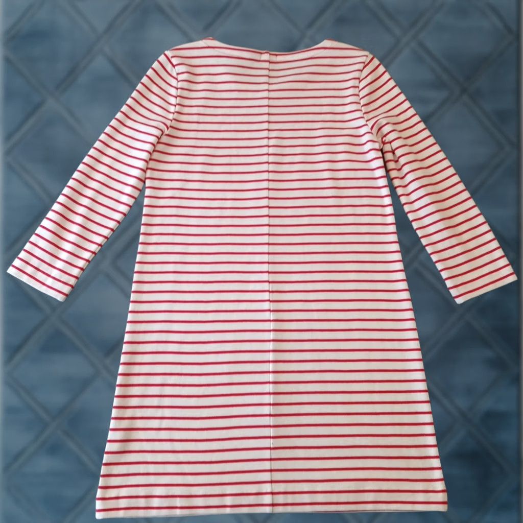 J.Crew J.CREW Shift Dress Small Red Striped Long Sleeve Knee Length Pullover Stretch Size S / US 4 / IT 40 - 1 Thumbnail