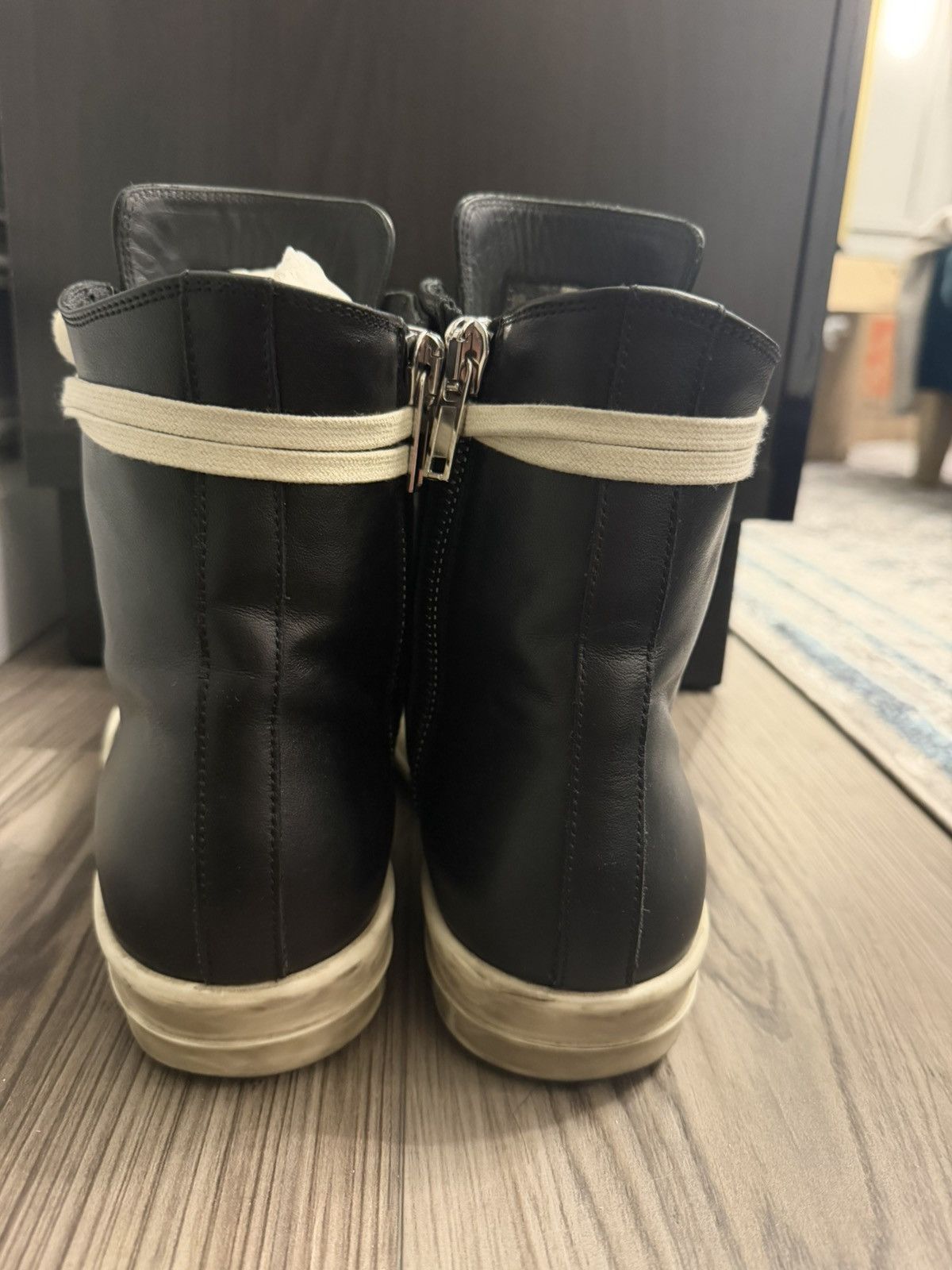 Rick Owens Rick Owen’s Mainline Leather Ramones black/milk size 42 Size US 9 / EU 42 - 3 Thumbnail