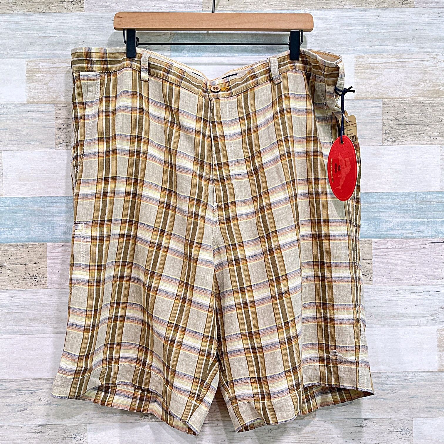 Tommy Bahama Tommy Bahama Relax 11" Linen Leisure Shorts Brown Plaid 42 Size US 42 / EU 58 - 1 Thumbnail