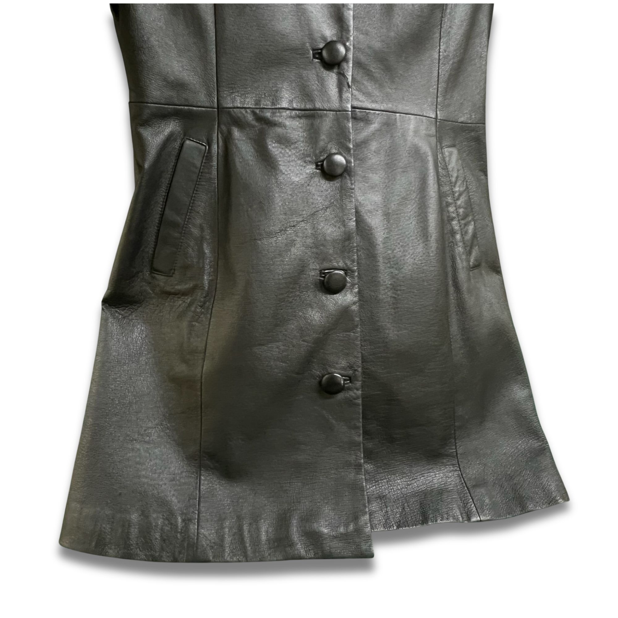 Other Vintage Lucky Leather Co. Elegant Black Leather Coat With Bu Size XL / US 12-14 / IT 48-50 - 4 Thumbnail