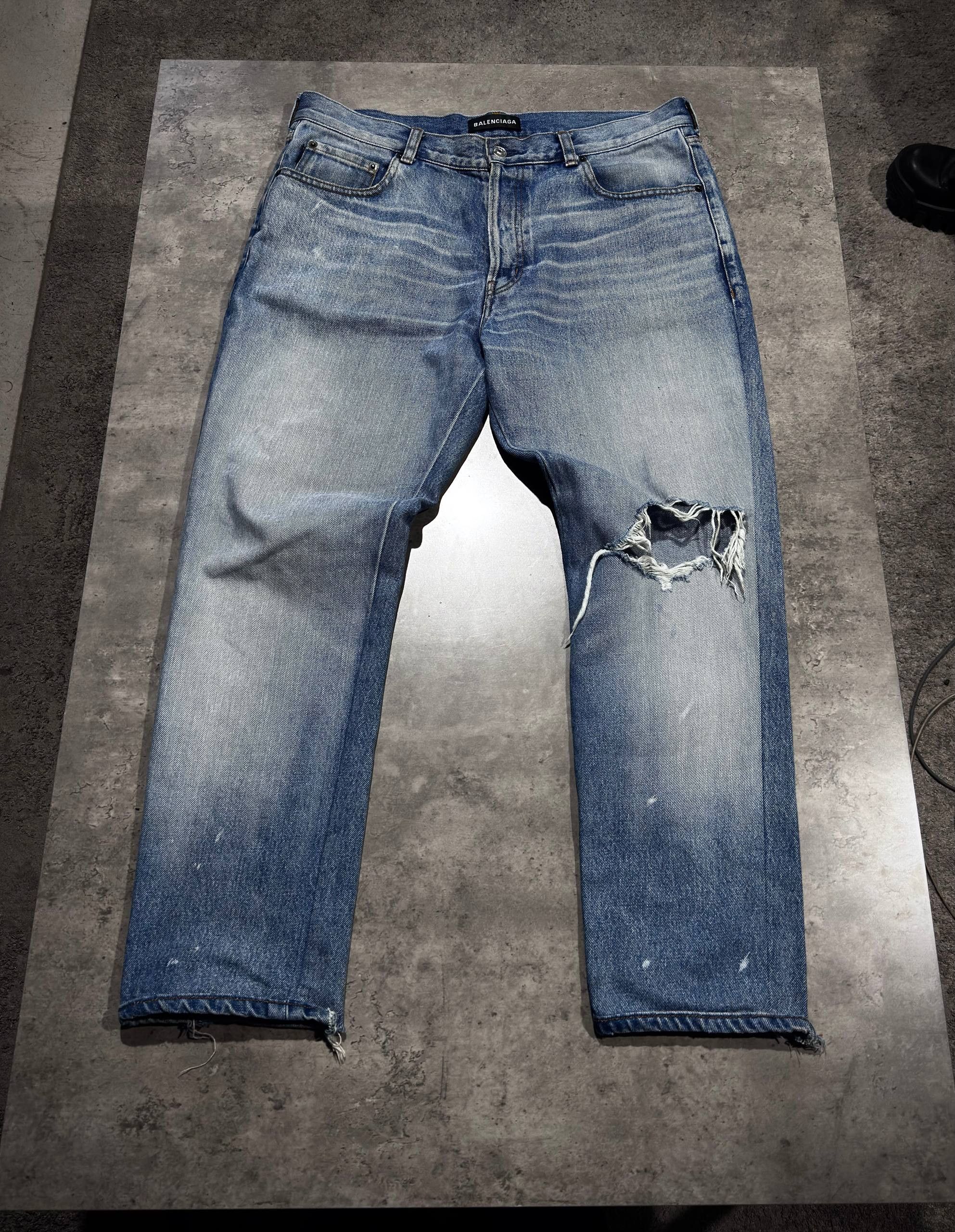 balenciaga ripped paint jeans