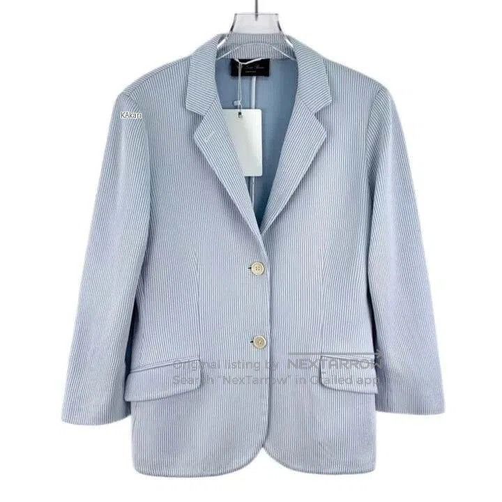 Loro Piana Loro Piana Light Blue Vertical Stripe Cotton Jacket. Size US L / EU 52-54 / 3 - 1 Thumbnail
