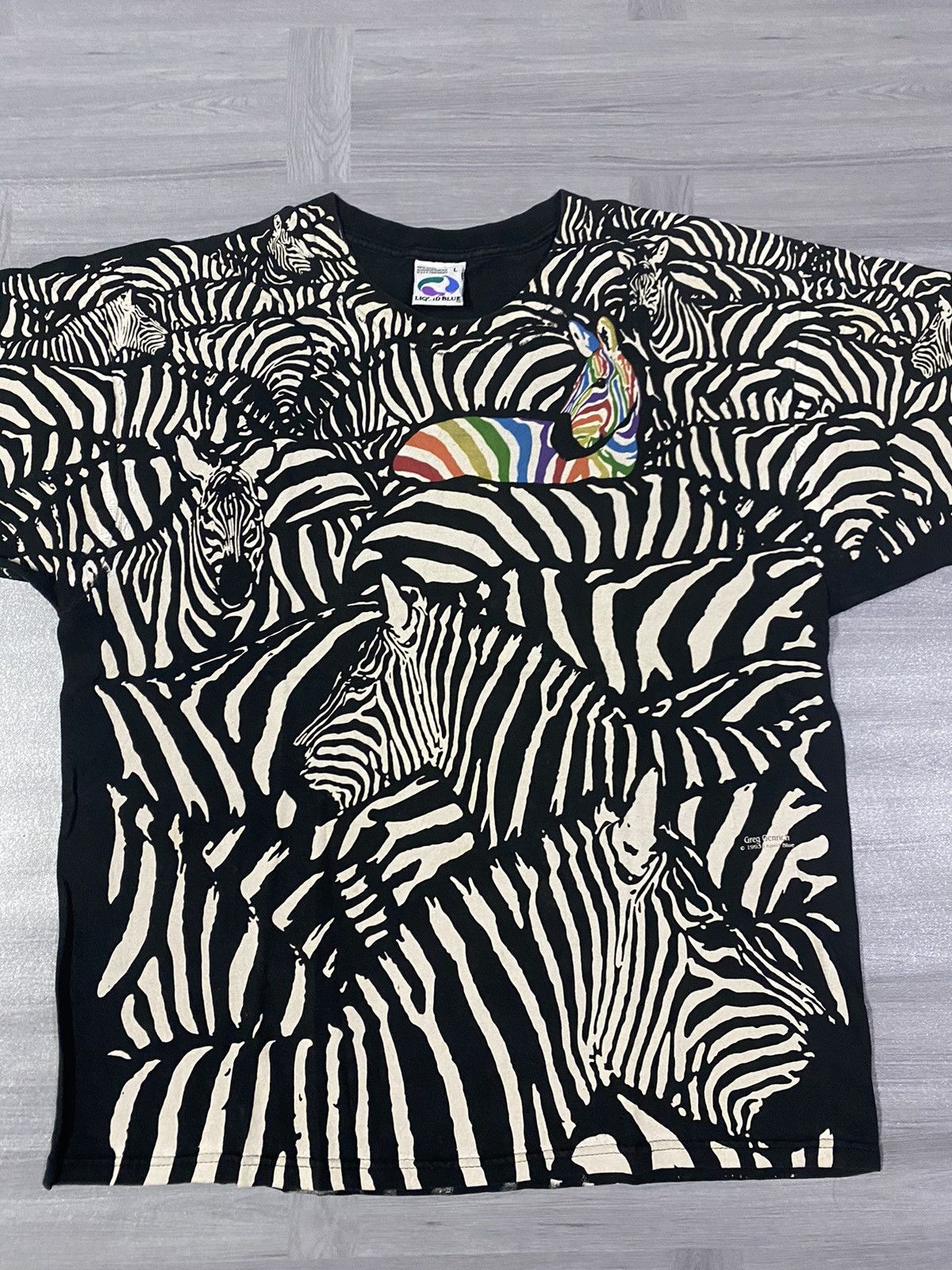 Liquid Blue Vintage 90s Liquid Blue Zebra All Over Print T-Shirt 1993 Size US L / EU 52-54 / 3 - 4 Thumbnail