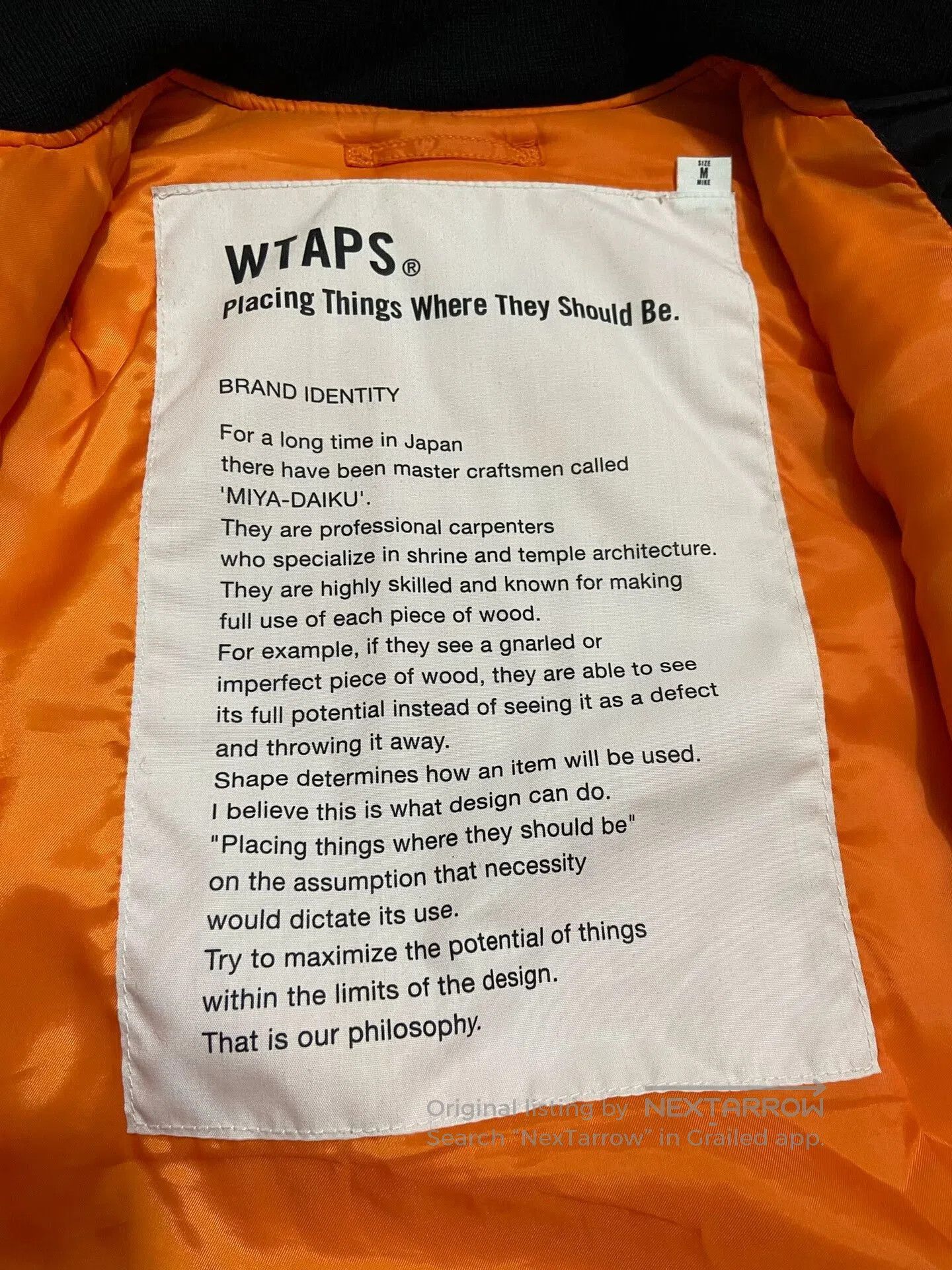 Wtaps WTAPS 14AW MA1 Flight Jacket. Size US M / EU 48-50 / 2 - 7 Thumbnail