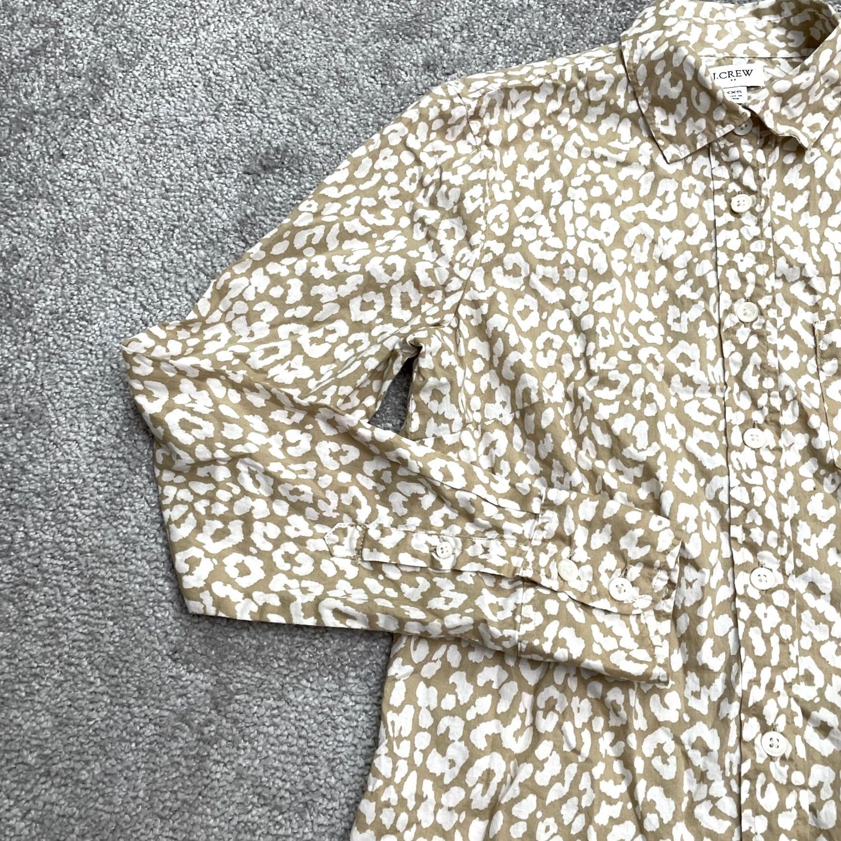 J.Crew J.CREW Animal Print Button-Down Shirt Womens XXS Brown White Long Sleeve Cotton Shirt Size XXS / US 00 / IT 34 - 4 Thumbnail