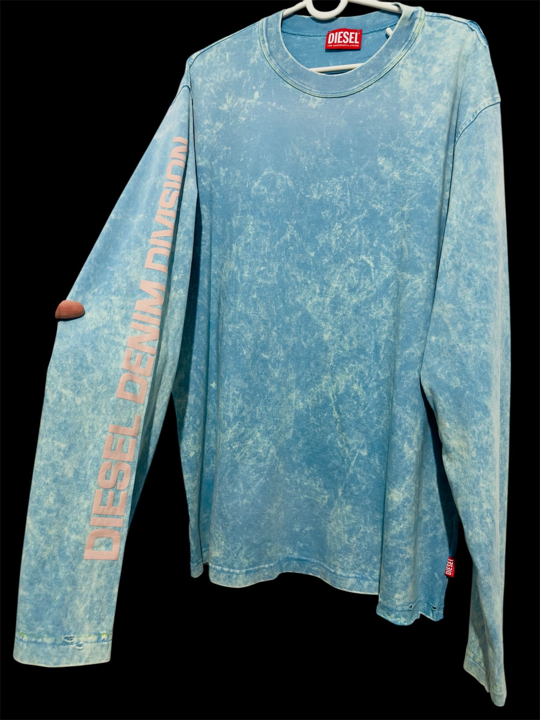 Diesel Acid-wash long-sleeve T-shirt in Blue Size US M / EU 48-50 / 2 - 5 Thumbnail