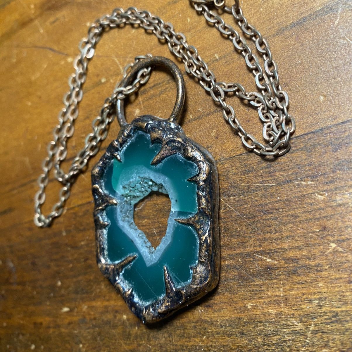 Other NWOT Copper Soldered Drusy Green Crystal Chain Necklace Size ONE SIZE - 2 Thumbnail