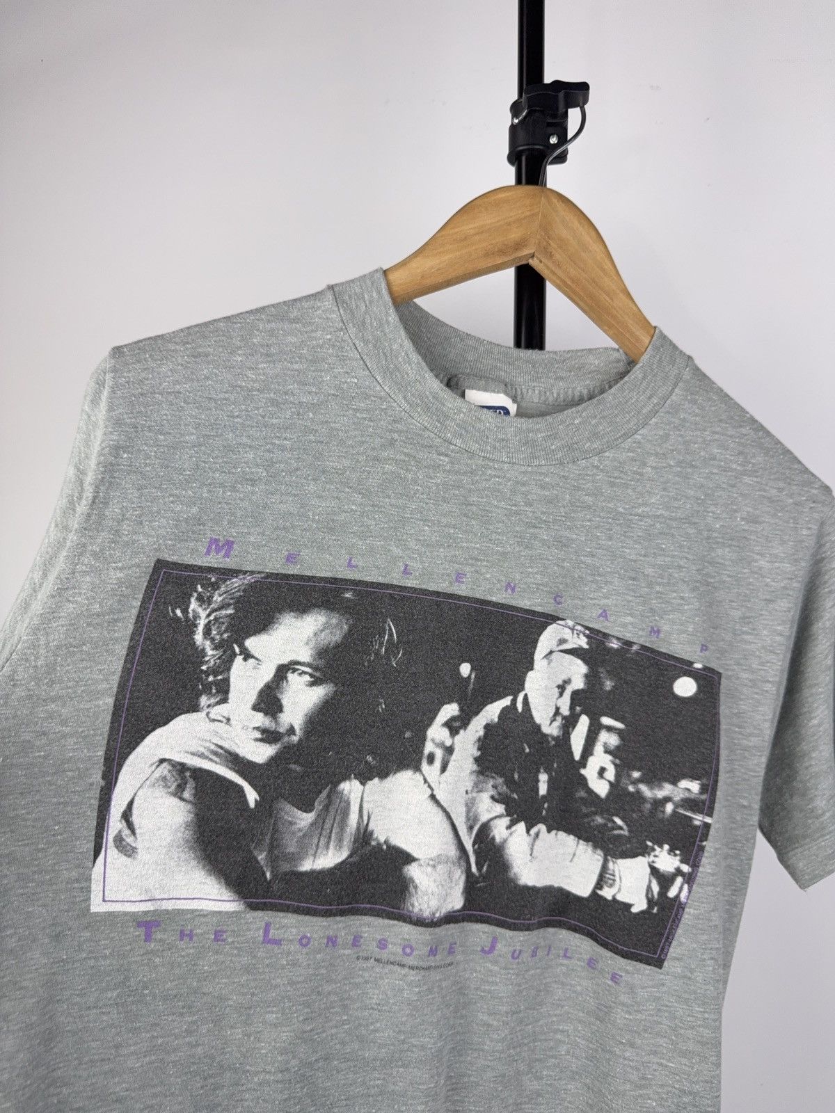 Band Tees × Vintage 1987 Mellencamp Lonesome Jubilee Tour Gray Tee Shirt Size US M / EU 48-50 / 2 - 2 Thumbnail
