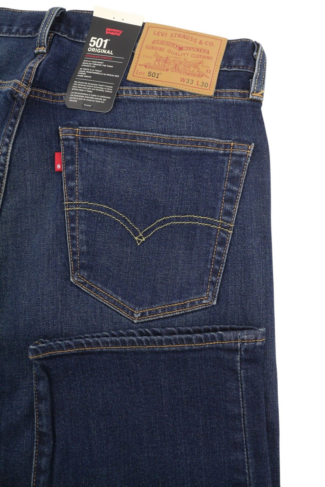 Levi's 501 W33/L30 Straight Stretch Faded Blue Jeans 87064 Size US 33 - 5 Thumbnail