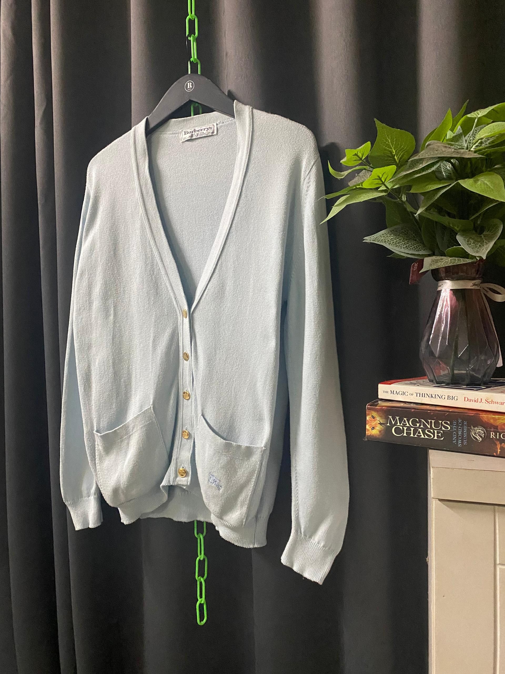 Burberry × Designer Burberry Designer Cardigan in Light Blue Size S / US 4 / IT 40 - 3 Thumbnail
