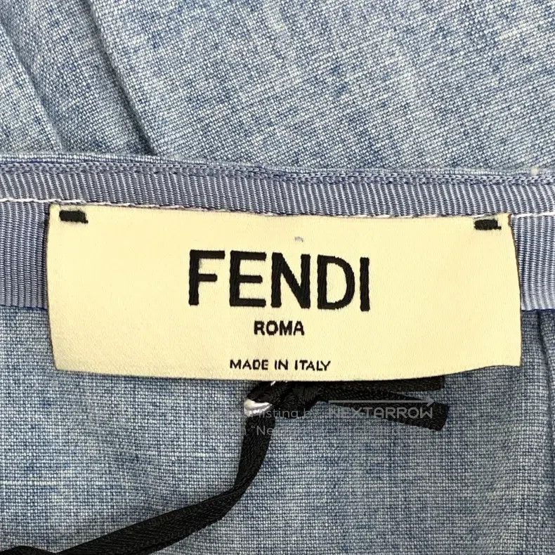 Fendi Fendi Light Blue Double F Embroidered Cotton Side-Slit Cas Size 24" / US 00 / IT 34 - 6 Thumbnail