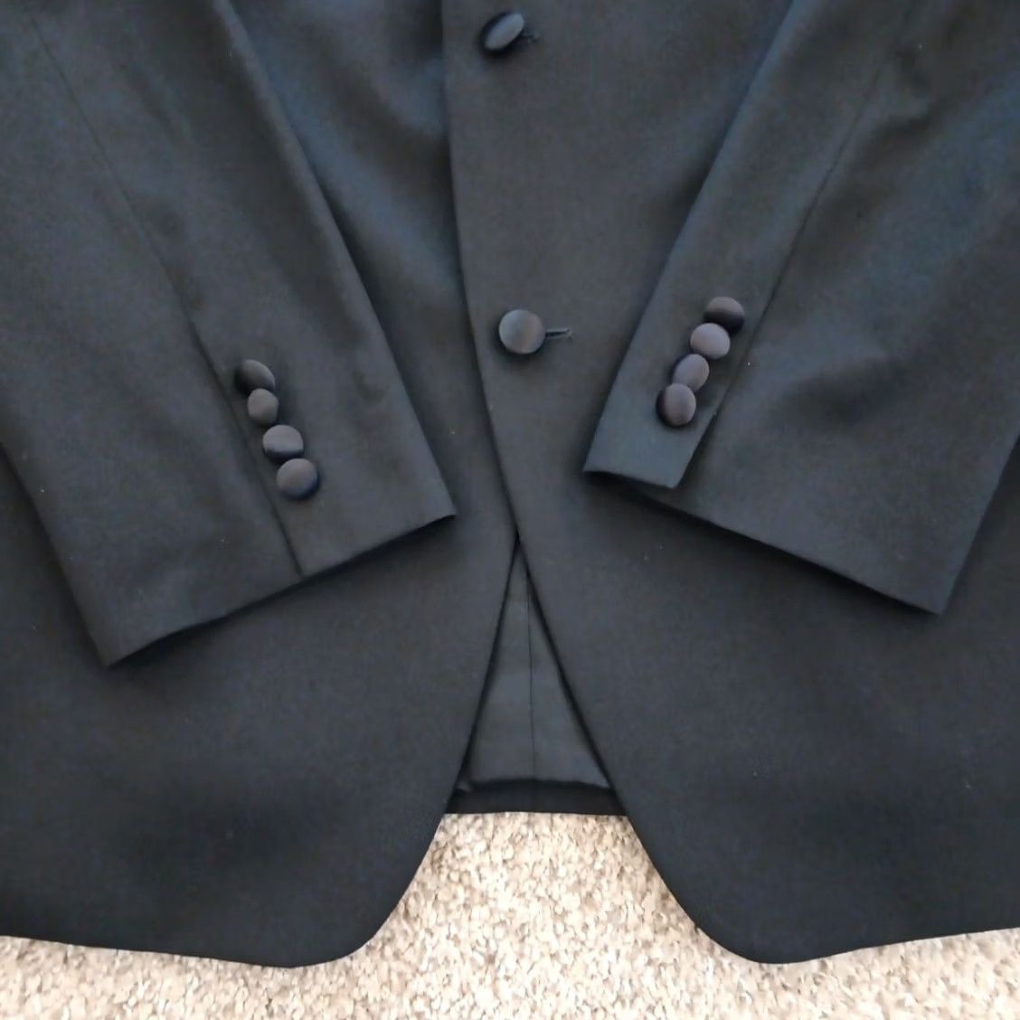 Ike Behar Ike Behar Tuxedo Shirt Mens 42 Black Wool Two Button Double Vent Size 42R - 4 Thumbnail