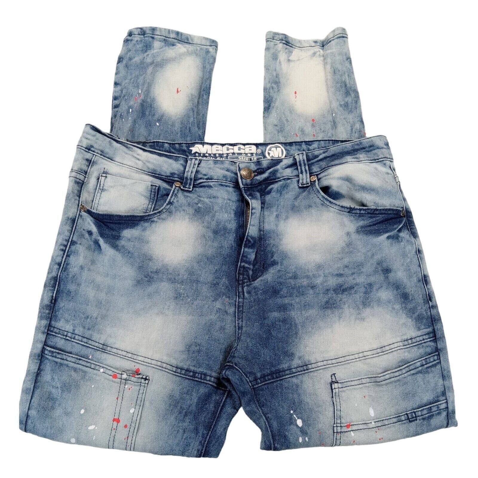 Mecca Mecca Jeans 38 X 30 Mens Stretch Fit Acid Biker Denim Grunge Size US 38 / EU 54 - 3 Thumbnail