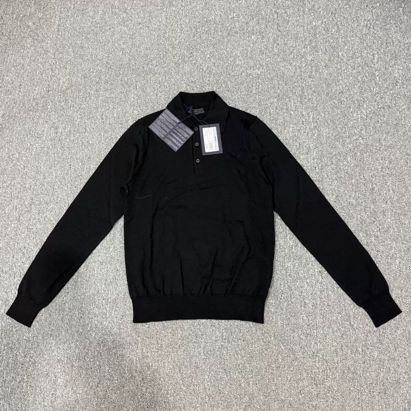 Prada Prada Black Long-Sleeve Knit Polo New with tags 44 Size M / US 6-8 / IT 42-44 - 2 Thumbnail