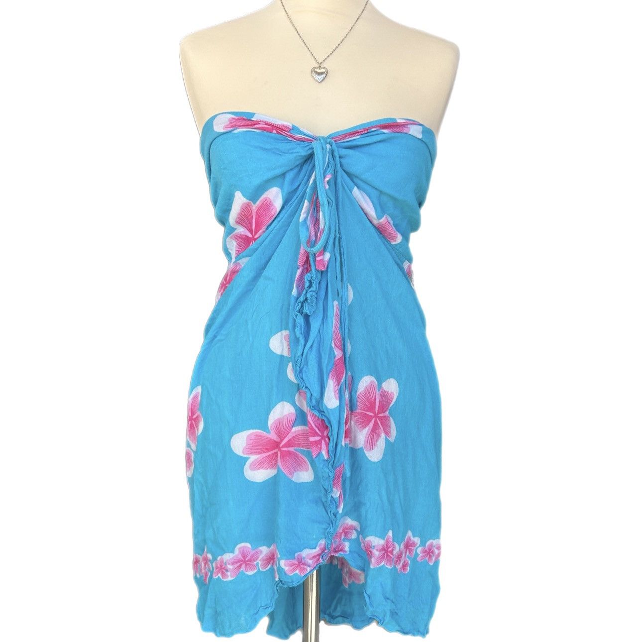 Other y2k blue floral strapless mini dress Size L / US 10 / IT 46 - 1 Preview