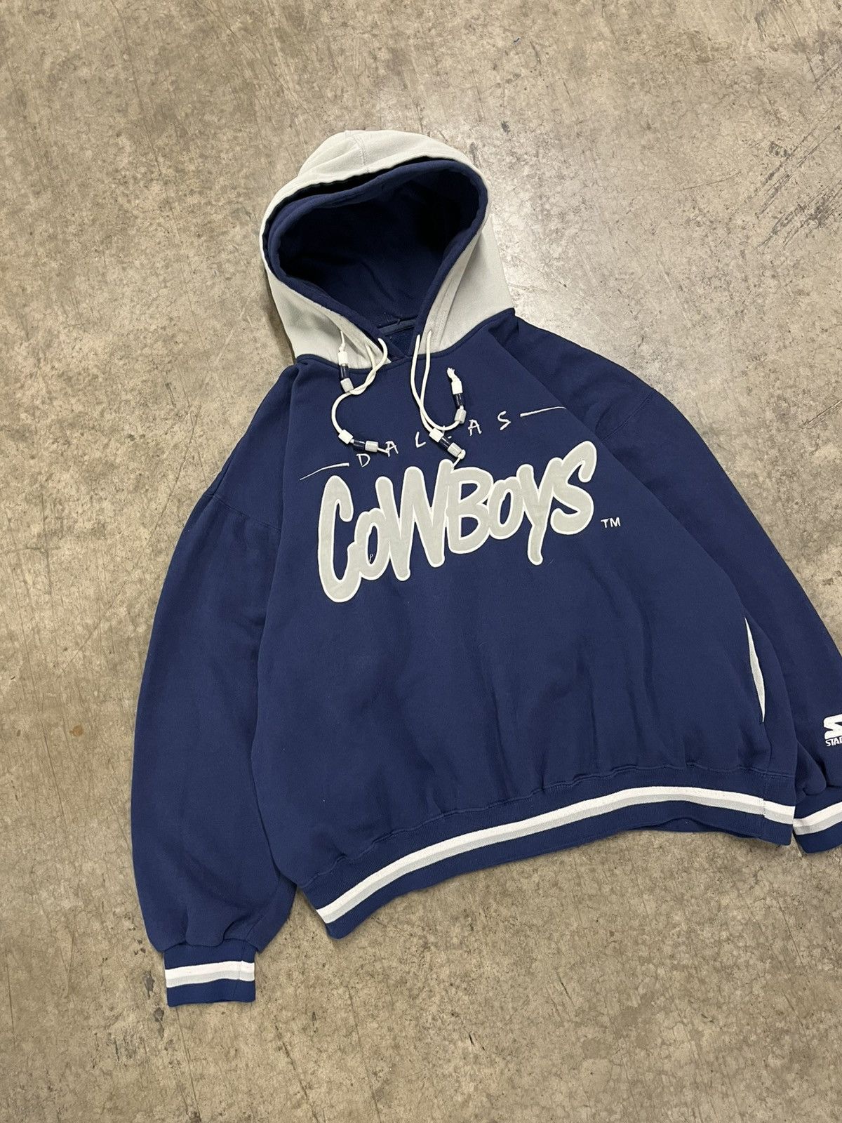 Starter Vintage starter Dallas cowboys double hooded hoodie rare Size US XL / EU 56 / 4 - 5 Thumbnail