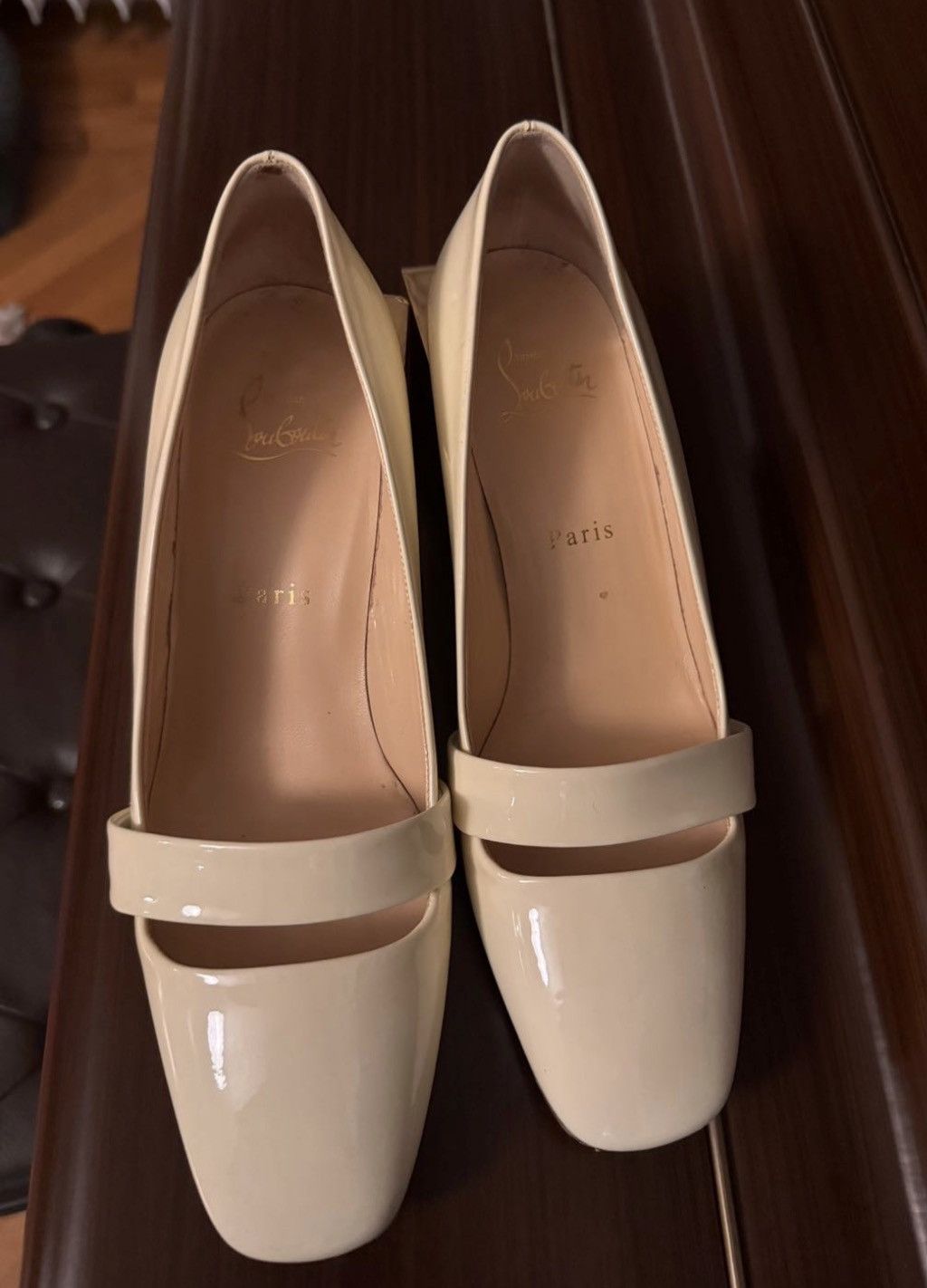 Christian Louboutin Christian Louboutin Cream Patent Mary Jane Pumps Size 38 Size US 8 / IT 38 - 11 Thumbnail