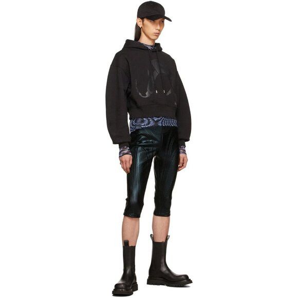 Mugler Mugler Logo Print Cropped Hoodie Size L Unisex Black Size L / US 10 / IT 46 - 16 Thumbnail